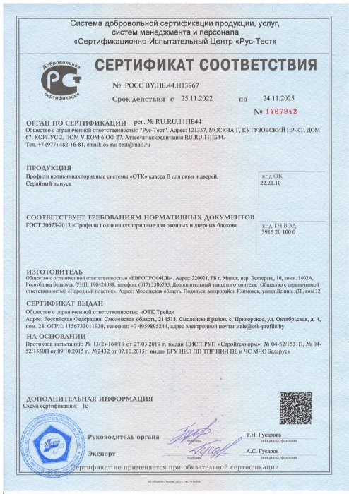Сертификат соответствия BALKONKA