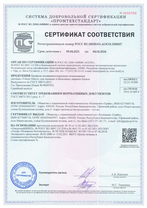 Сертификат соответствия Vektor Dekor 70, стр.2 (приложение)