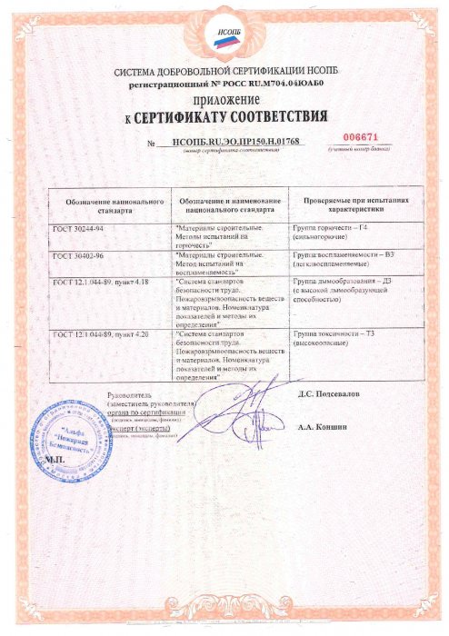 Сертификат пожарной безопасности Vektor Dekor_стр 2